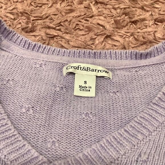 Croft and Barrow Pastel Purple Polka Dot Preppy 3/4 Sleeve Sweater Size Small - Picture 7 of 12